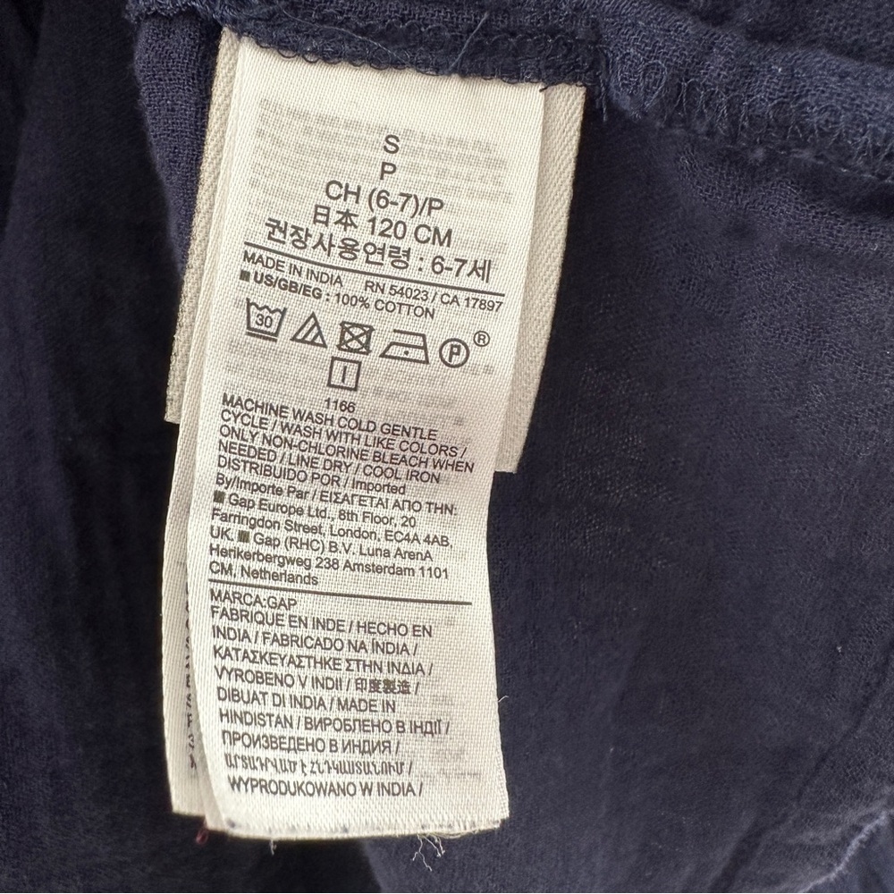 Gap‎ Kids Cotton Gauze Navy Blue Ruffle Puff Sleeve Top Small - Picture 4 of 7